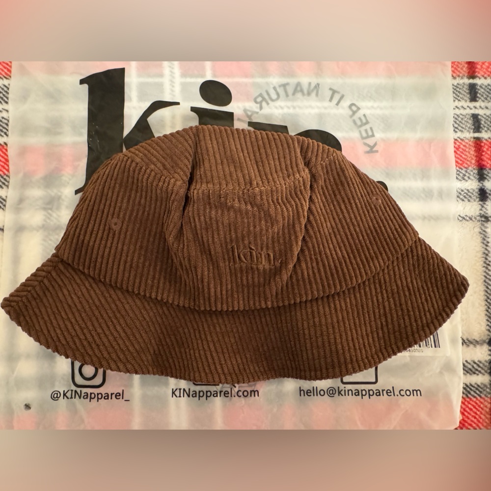 KIN brown corduroy bucket hat new in bag size S